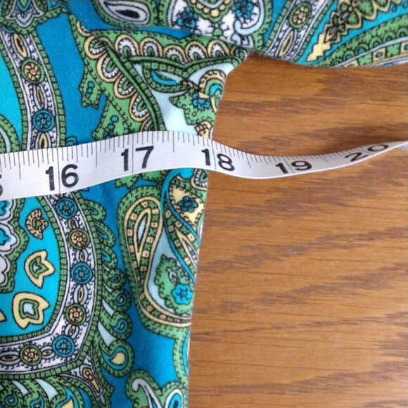 Talbots Dress Colorful Blue Green Paisley Sheath Dress 3/4 sleeve size 10 - Picture 6 of 8